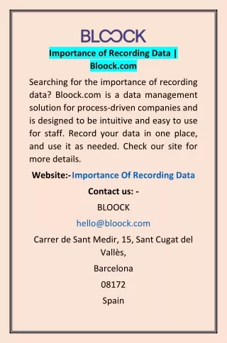 Importance of Recording Data | Bloock.com