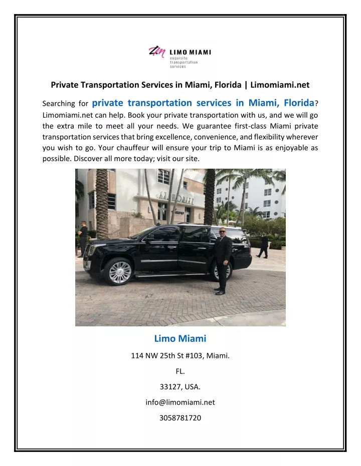 private transportation services in miami florida