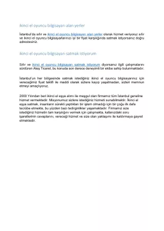 ikinci el oyuncu bilgisayarı alan yerler ve ikinci el oyuncu bilgisayarı satmak