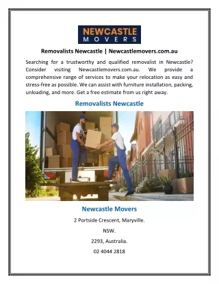 Removalists Newcastle | Newcastlemovers.com.au