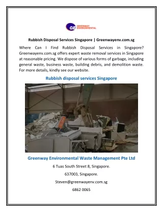 Rubbish Disposal Services Singapore | Greenwayenv.com.sg