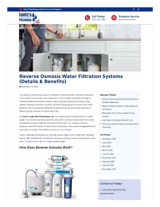 Reverse Osmosis Water Filtration Systems