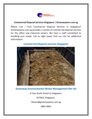 Commercial Disposal Services Singapore | Greenwayenv.com.sg