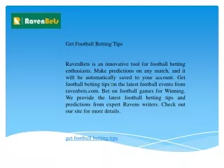 Get Football Betting Tips   Ravenbets.com