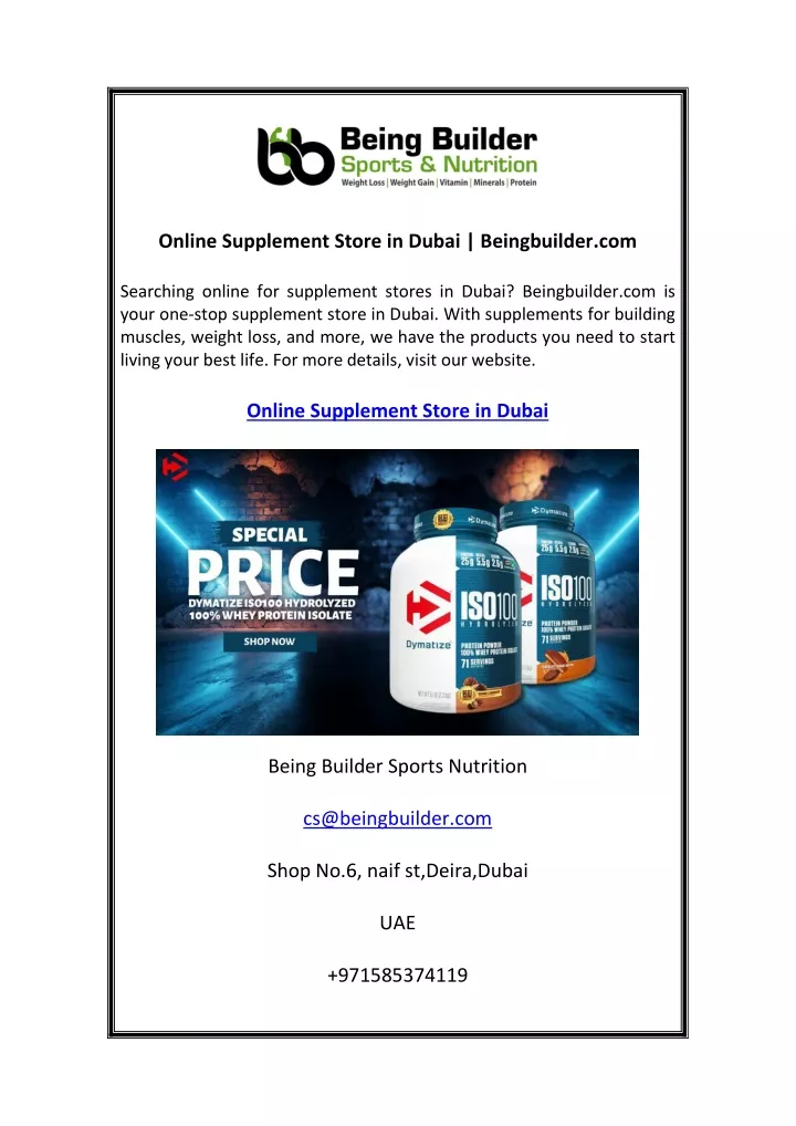 online supplement store in dubai beingbuilder com