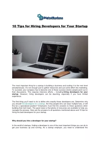 10 Tips for Hiring Developers for Your Startup