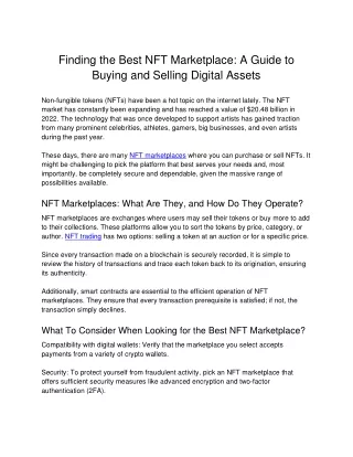 Finding the Best NFT Marketplace_ A Guide to Buying and Selling Digital Assets