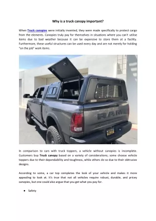 Why is a truck canopy important?