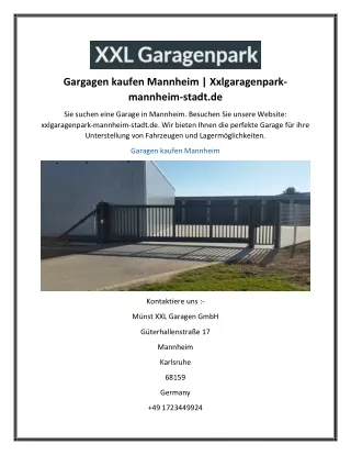 Gargagen kaufen Mannheim  Xxlgaragenpark-mannheim-stadt.de