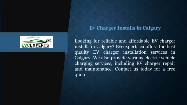 ev charger installs in calgary