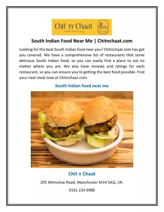 South Indian Food Near Me | Chitnchaat.com