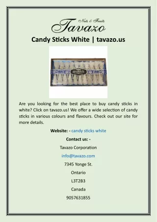 candy sticks white tavazo us