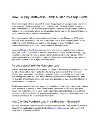 How To Buy Metaverse Land- A Step-by-Step Guide