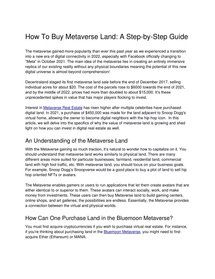 how to buy metaverse land a step by step guide