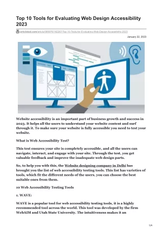 Top 10 Tools for Evaluating Web Design Accessibility 2023