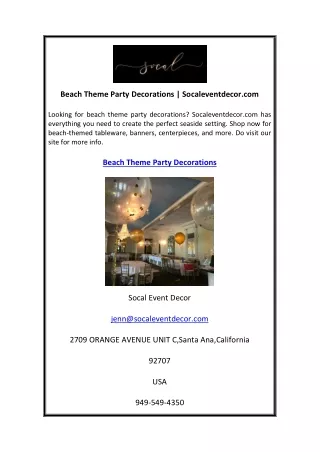 Beach Theme Party Decorations Socaleventdecor.com