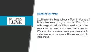 Balloons Montreal  Ballonsluxe.com