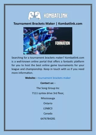 Tournament Brackets Maker  Kombatlink