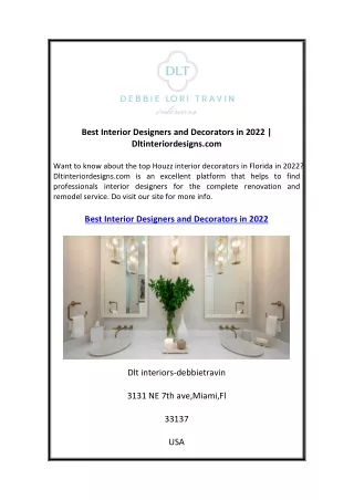 Best Interior Designers and Decorators in 2022  Dltinteriordesigns.com