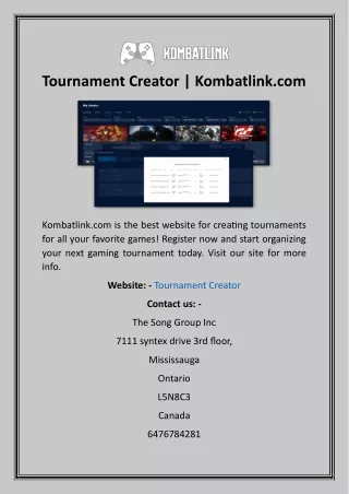 Tournament Creator  Kombatlink