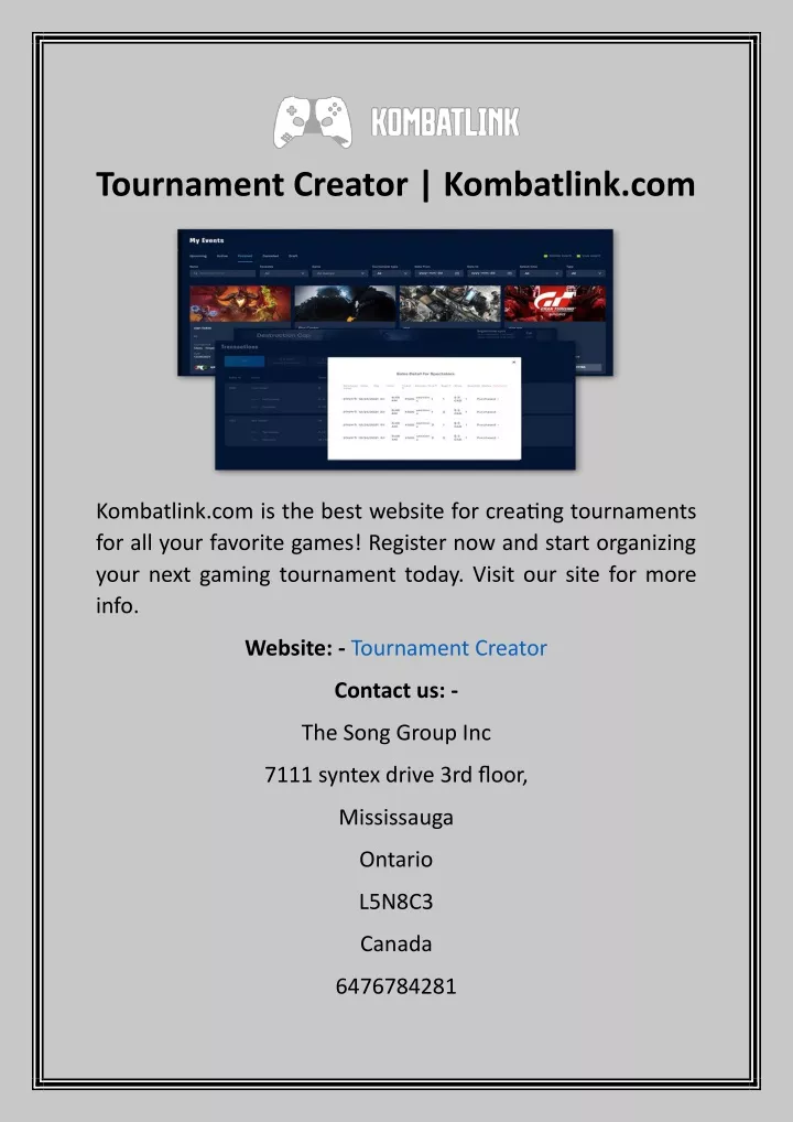 tournament creator kombatlink com