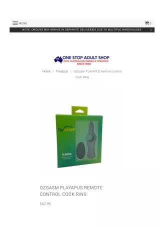 Buy Ozgasm Playapus Remote Control Cock Ring Online in Australia