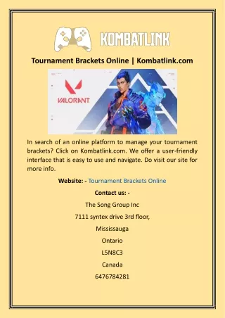 Tournament Brackets Online  Kombatlink