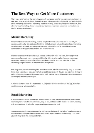 the best ways to get more customers