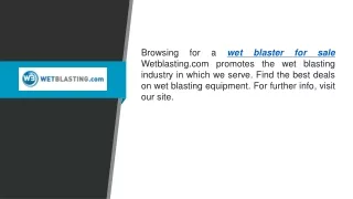 Wet Blaster for Sale  Wetblasting.com