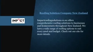 Roofing Solution Company New Zealand