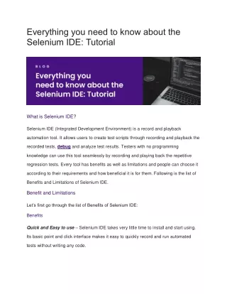 Everything you need to know about the Selenium IDE: Tutorial