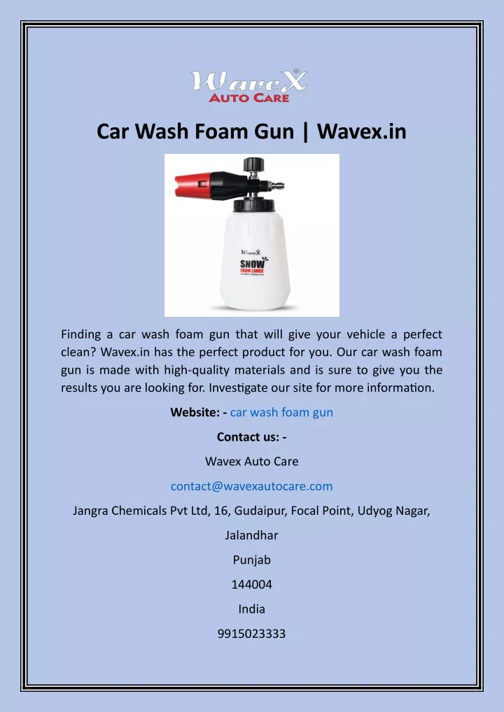 car wash foam gun wavex in