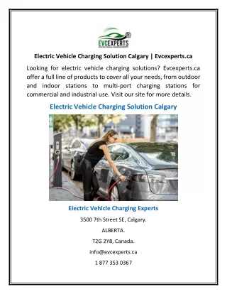 Electric Vehicle Charging Solution Calgary | Evcexperts.ca