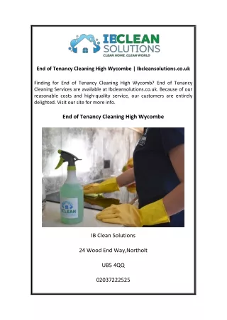 End of Tenancy Cleaning High Wycombe  Ibcleansolutions.co.uk