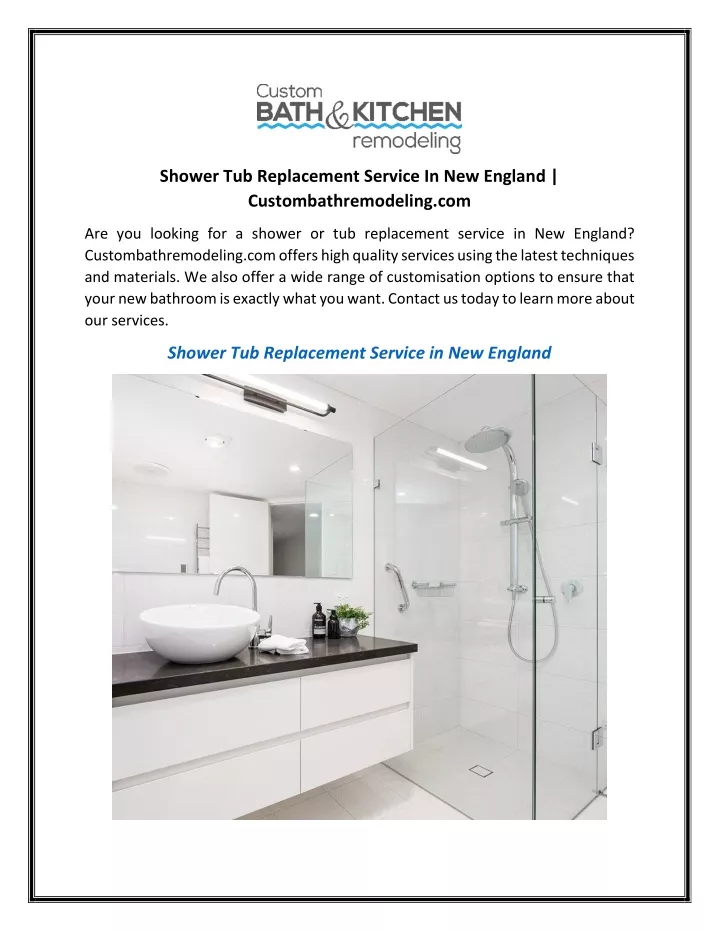 shower tub replacement service in new england