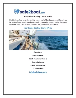 How Online Boating Course Works | Safe2boat.com