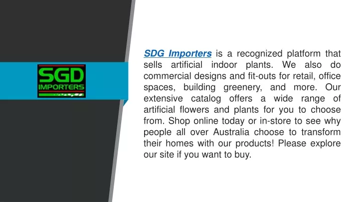 sdg importers is a recognized platform that sells