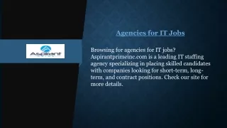 Agencies for IT Jobs | Aspirantprimeinc.com
