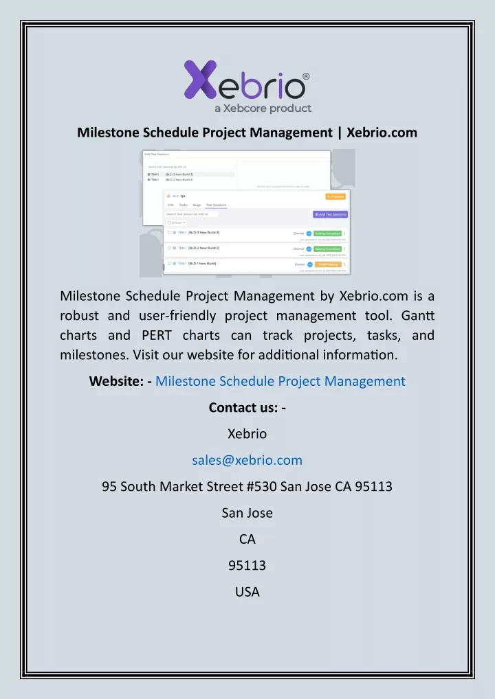 milestone schedule project management xebrio com