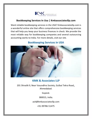 Bookkeeping Services In Usa | Kmkassociatesllp.com