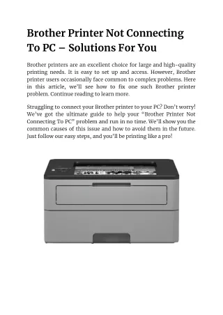 brother printer not connecting to pc solutions