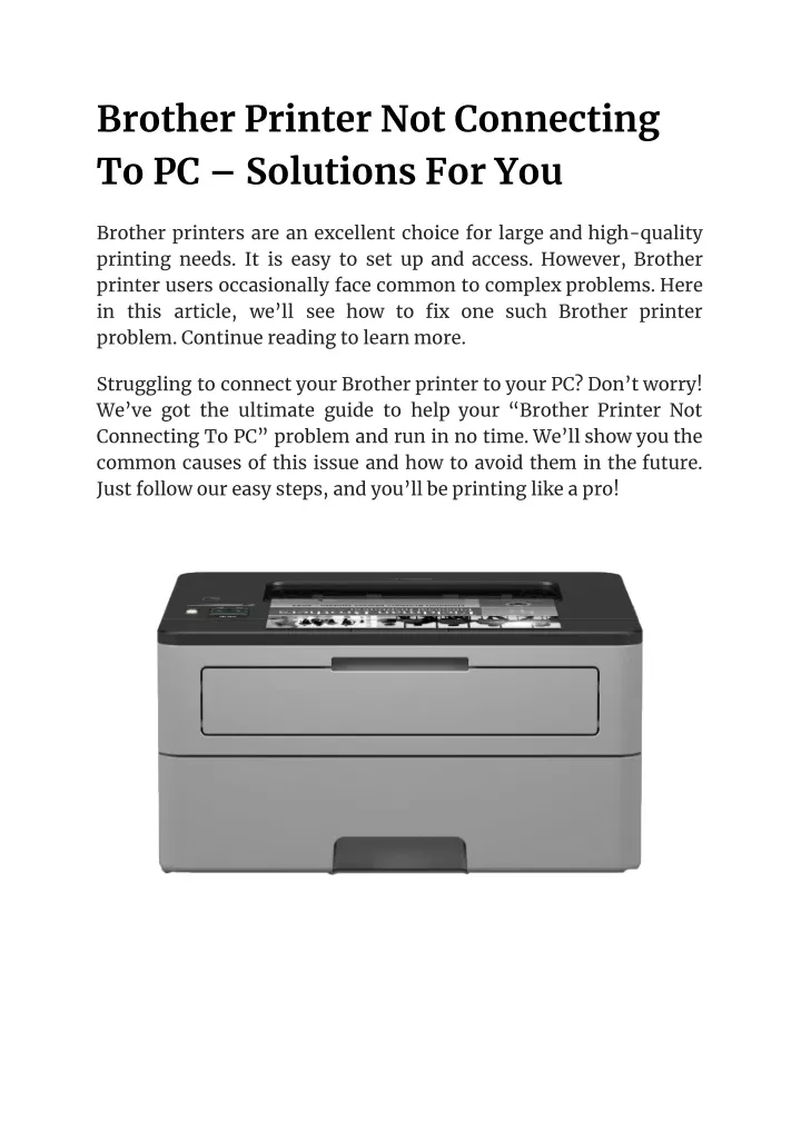 brother printer not connecting to pc solutions