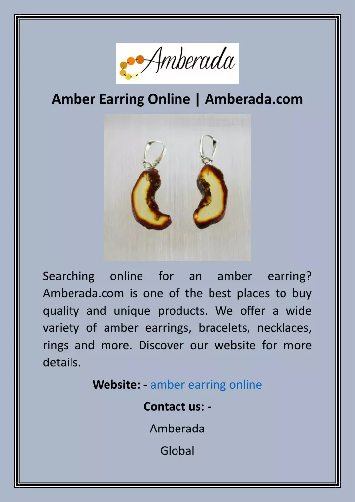 amber earring online amberada com