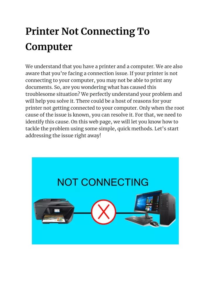 printer not connecting to computer