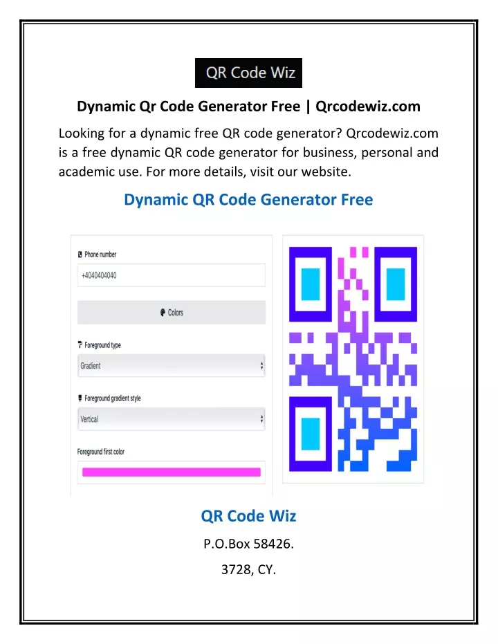 dynamic qr code generator free qrcodewiz com