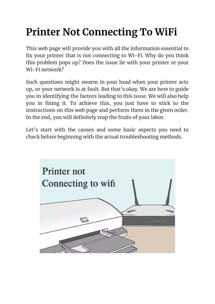 printer not connecting to wifi