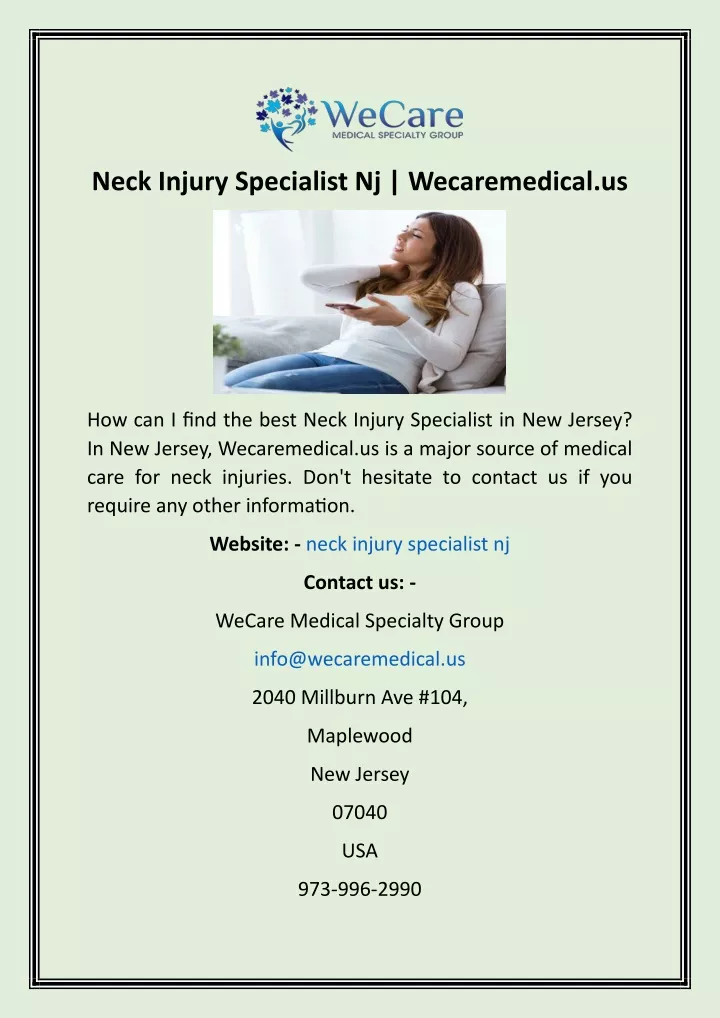 neck injury specialist nj wecaremedical us