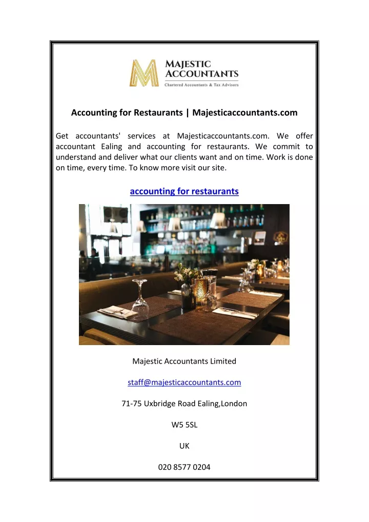 PPT Accounting For Restaurants Majesticaccountants Com PowerPoint   Accounting For Restaurants Majesticaccountants Com N 