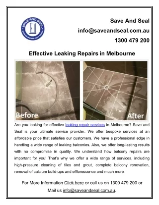 Effective Leaking Repairs in Melbourne