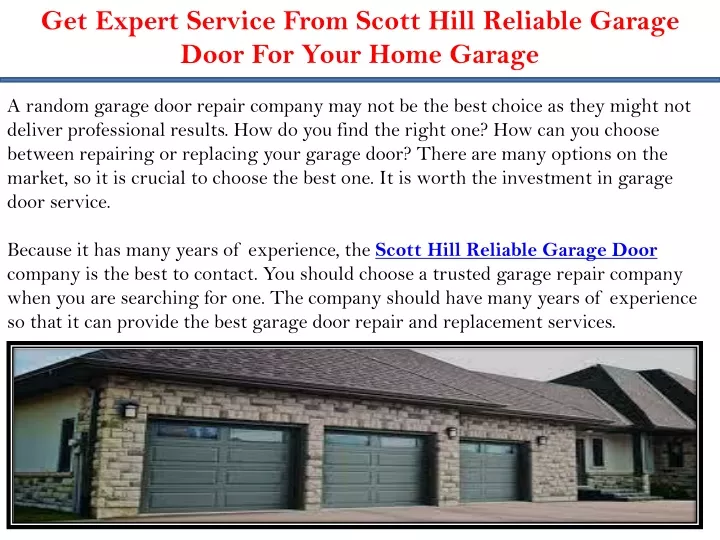 get expert service from scott hill reliable